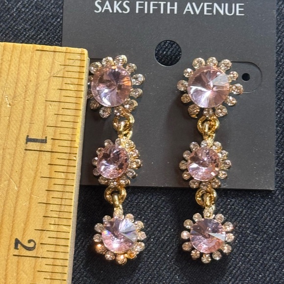 Pink Crystal Dangle Earrings - Saks Fifth Avenue - Picture 5 of 16
